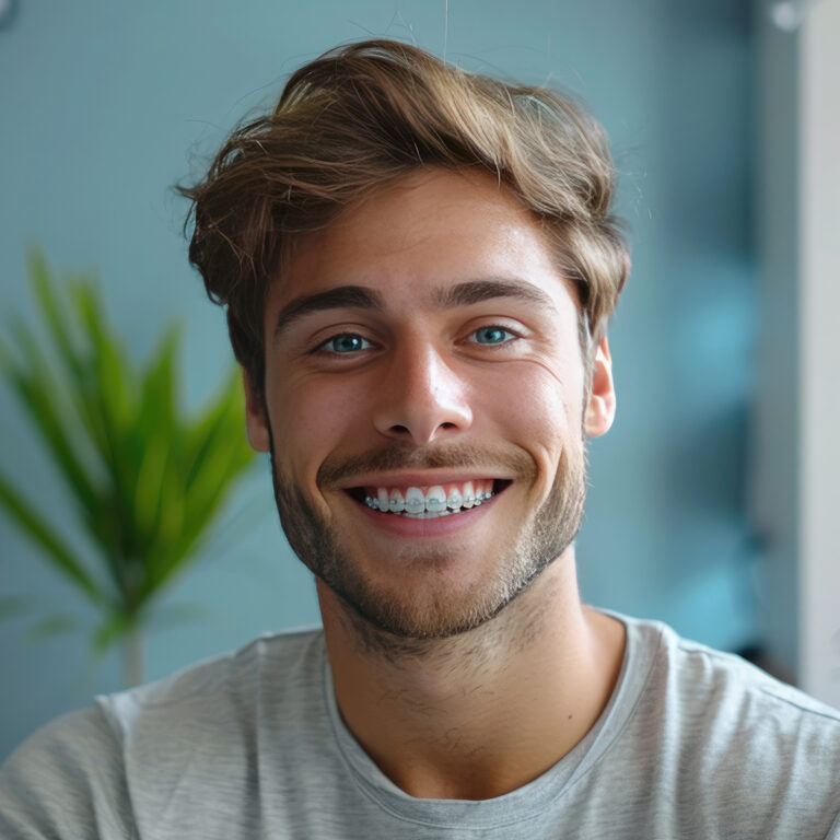 Man Wearing Clear Braces
