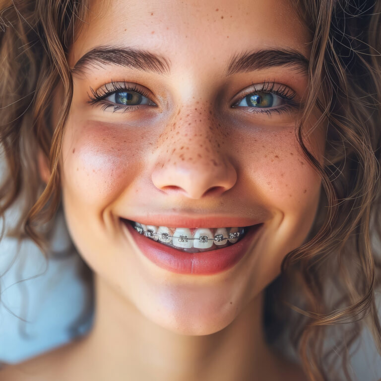 Smiling Teen Wearing Braces